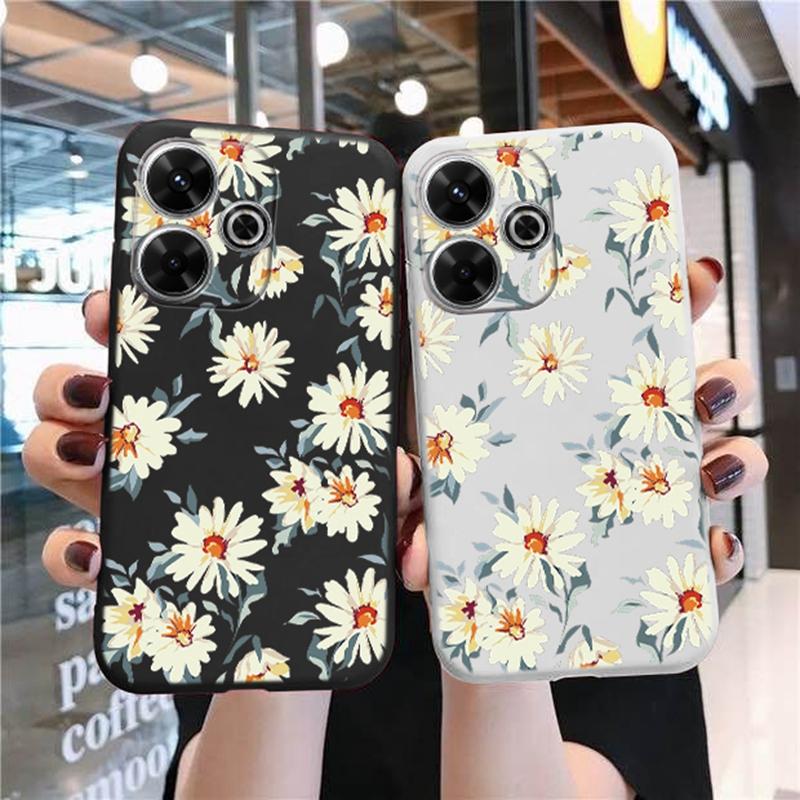 Мягкий силиконовый чехол с цветком для Samsung A55 A35 M35 S24 Xiaomi Redmi Note 13 Pro 14 Poco C65 iPhone Huawei Honor 200 70 Realme 9 Camera Противоударный чехол