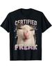 Certified Freak Cat Meme T-Shirt Casual Printed Tee with Slight Stretch All-Season Knit Fabric Men'S Regular Fit