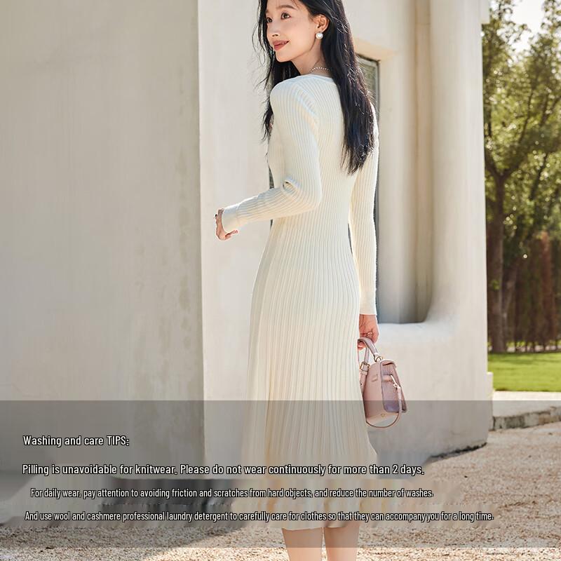 VICTORIA&VERA Женское зимнее вязаное миди-платье в рубчик с V-образным вырезом