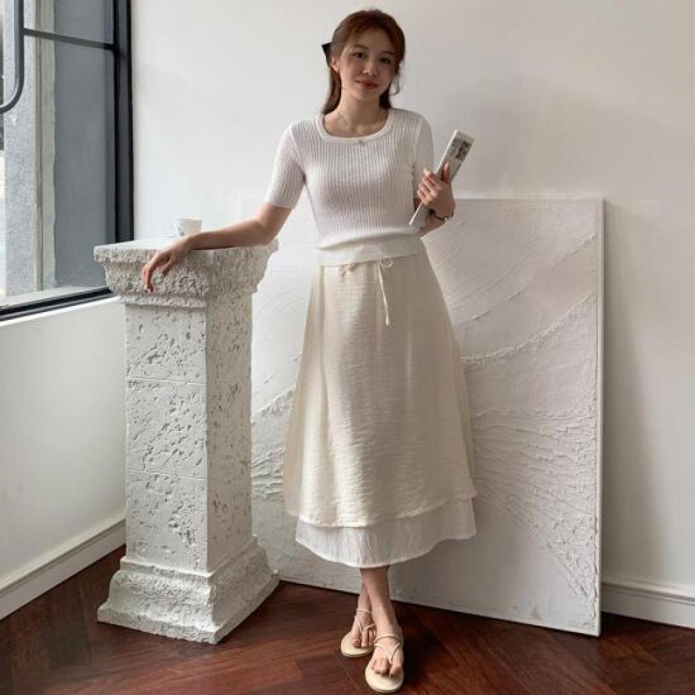 New ArrivAls Open Run A Line Slit Ribbon Long Skirt