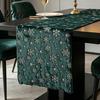 Festive Table Centerpiece Decor Christmas Plush Runner, Foil Stamped Golden Tree Snowflake Protective Furniture Fabric Fuzzy Holiday Dining Cover for