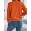 HNXC Autumn and Winter Casual Color-block Twisted Lantern Sleeve Pullover Sweater for Women