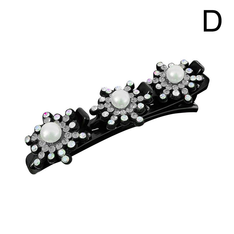 Women Elegant Flower Pearls Braid Hairpins Sweet Hair Clip Braid Decorate Flower Tooth-shaped B K2W7