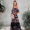 2025 Spring/Summer One-Shoulder Print Maxi Dress for Women