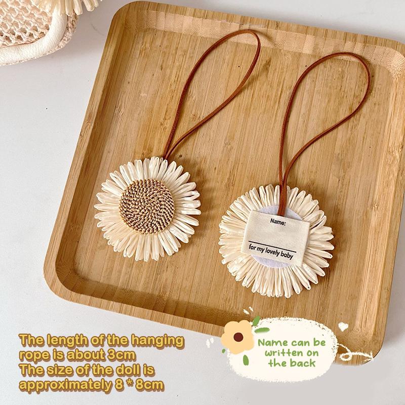 Бохо Плетение Подсолнух Именная Наклейка Подвеска Ручной Работы Цветок Именной Тег Шарм Украшение для Сумки Метка от Потери Имя Брелок Шармы