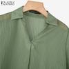 ZANZEA Women Summer V-Neck Loose Casual Half Sleeve Blouse