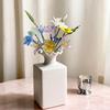 Hand-Blown Glass Flower Decoration with Wire Stem Handmade Colored Glaze Floral Figurine Home Living Room Office Table Flower Vase Ornament