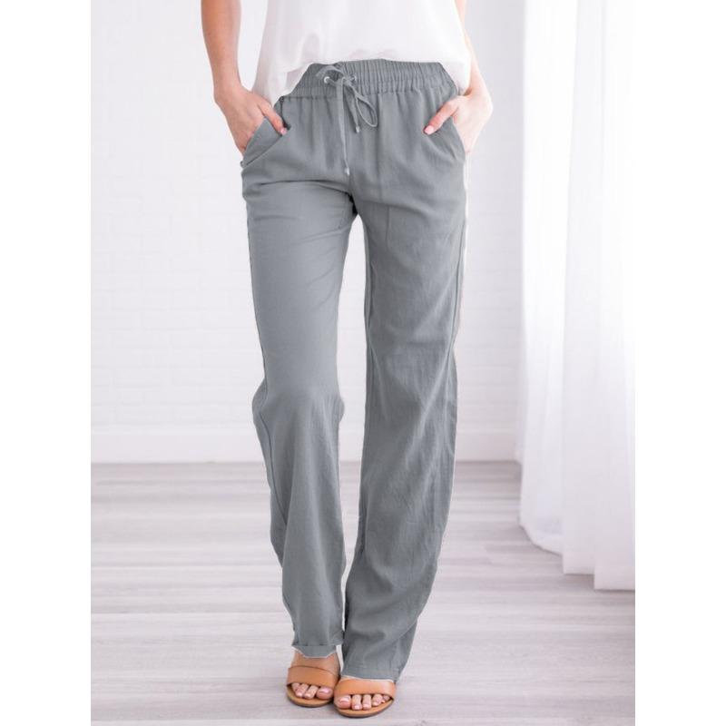 GMXIA Женские модные повседневные однотонные брюки с высокой талией и капри с принтом