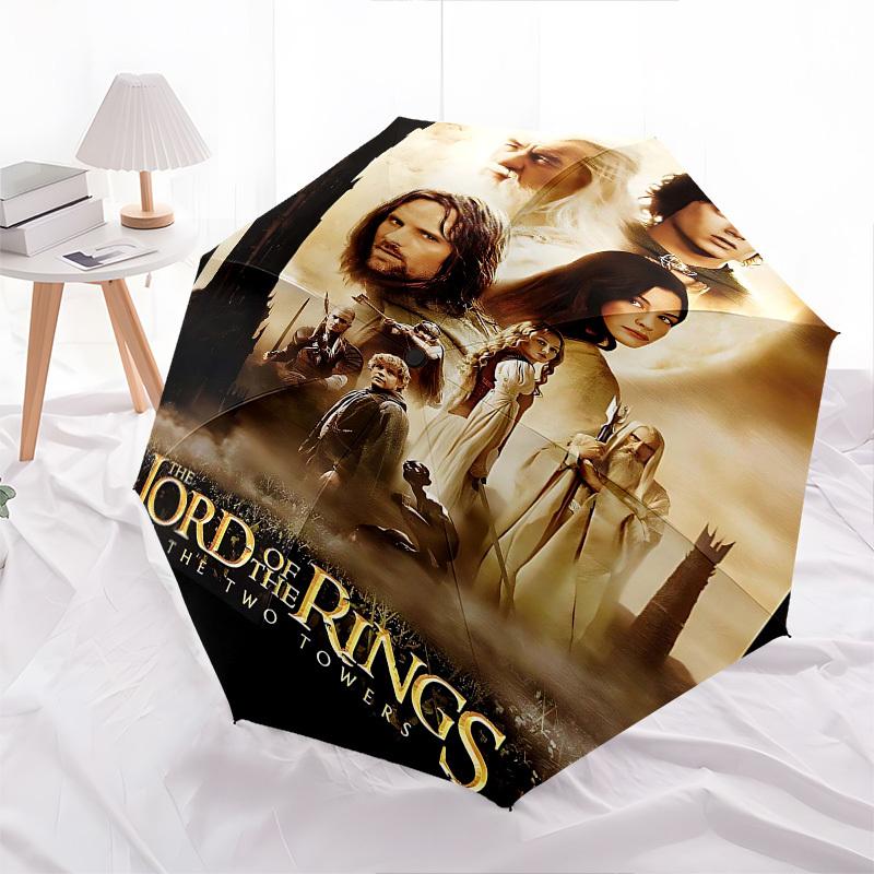 1pc The Lord of the Rings Two Towers Automatic Folding Umbrella - Compact 8-Rib Design, Durable Plastic & Iron1135L