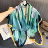 110x110cm Women Silk Square Scarf Hijab Female Design Print Lady Shawl Wraps Foulard Headbands Bufanda Large Bandana Luxury