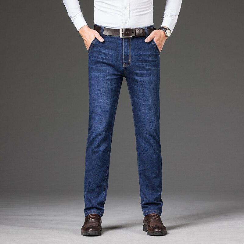 Мужские джинсы Деловые обычные прямые джинсы полной длины повседневные джинсовые брюки эластичные брюки из эластичной ткани LY2011