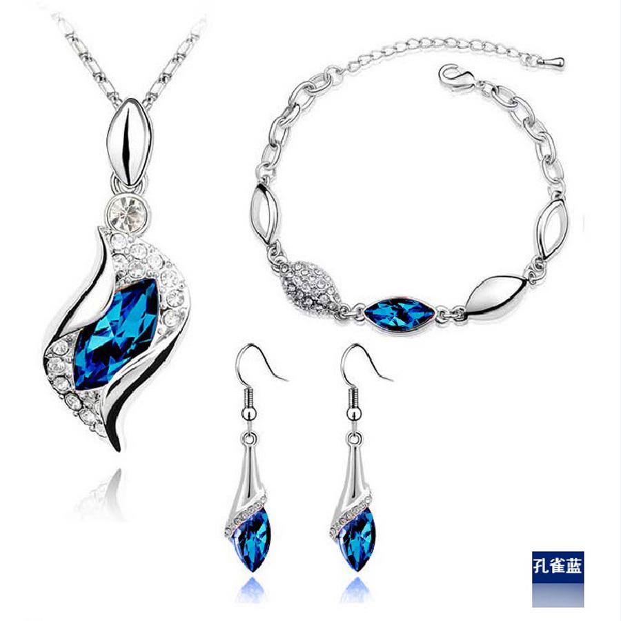 Новая Мода Кристальное Ожерелье Браслет Серьги Циркониевые Наборы для Женщин Conjuntos De Joyeria
