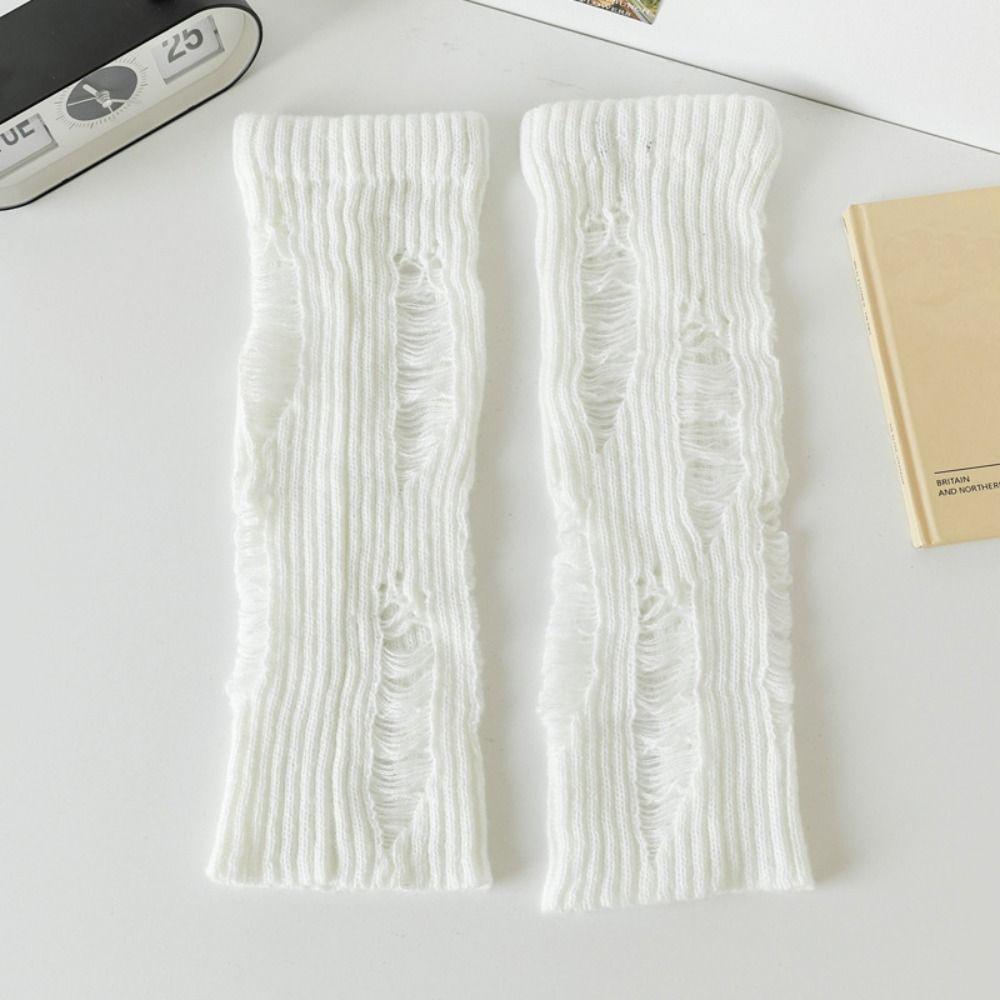 Pile Up Knitted Broken Hole Socks Subculture Mid Tube Socks Elastic Leg Warmers Women Winter