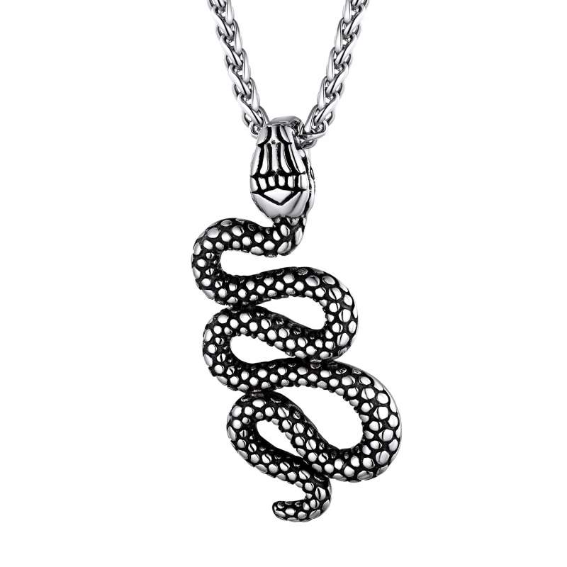 U7 Stainless Steel Multiple Designs Snake Necklaces 3D Python Snake Skull Bones Scales Infnity Loop Unisex Gothic Punk Jewelry