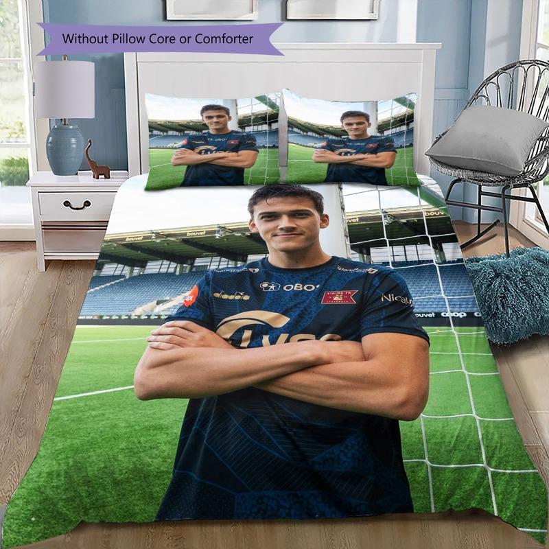 Soccer Player Stadium Portrait Print 3 Pieces Duvet Cover Set Football Fan Bedding Bedroom Home Decor Without Pillow Core Comforter