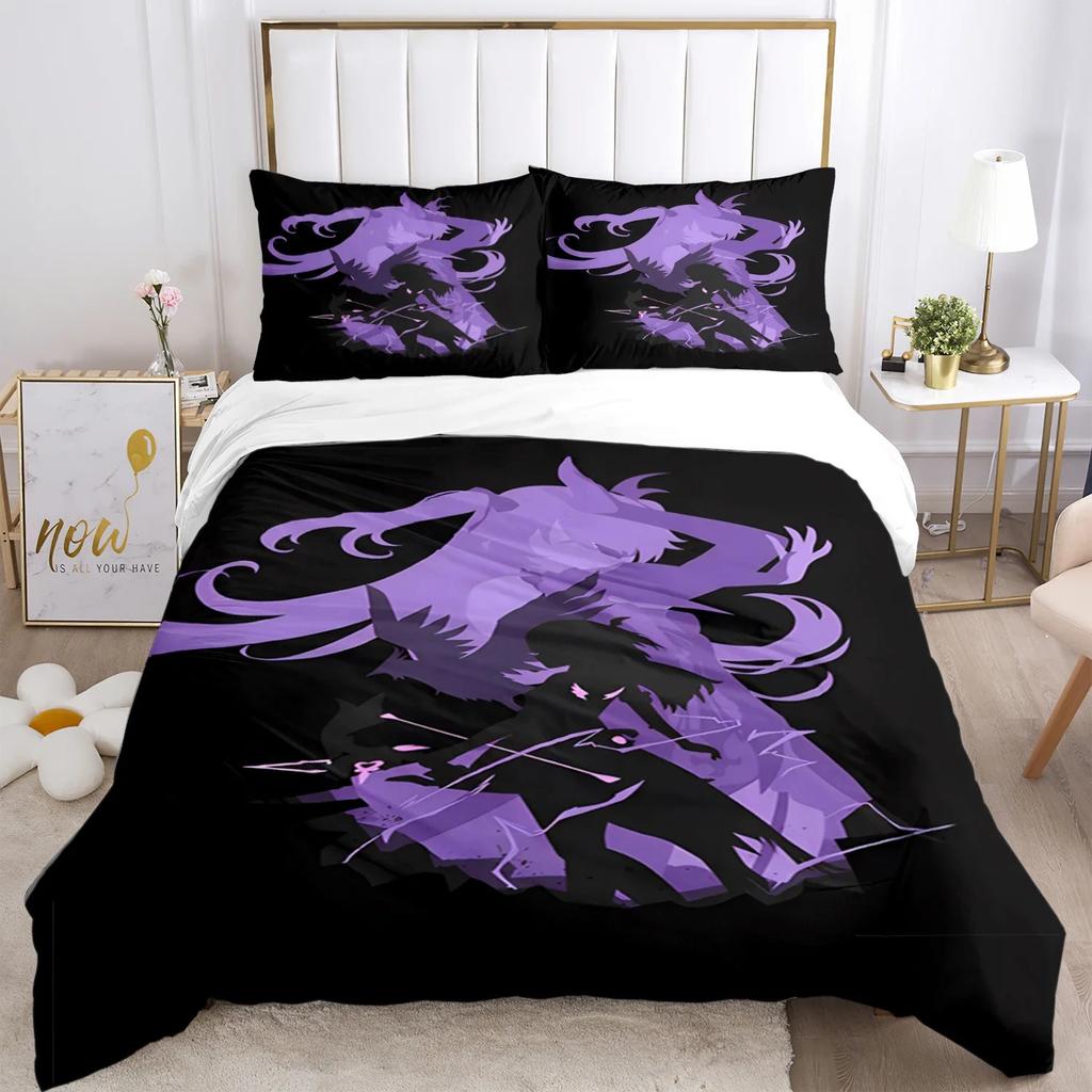 Genshin Impact Print Комплект постельного белья из трех предметов Модные изделия для детей и взрослых для кроватей Пододеяльники Наволочки Комплект постельного белья