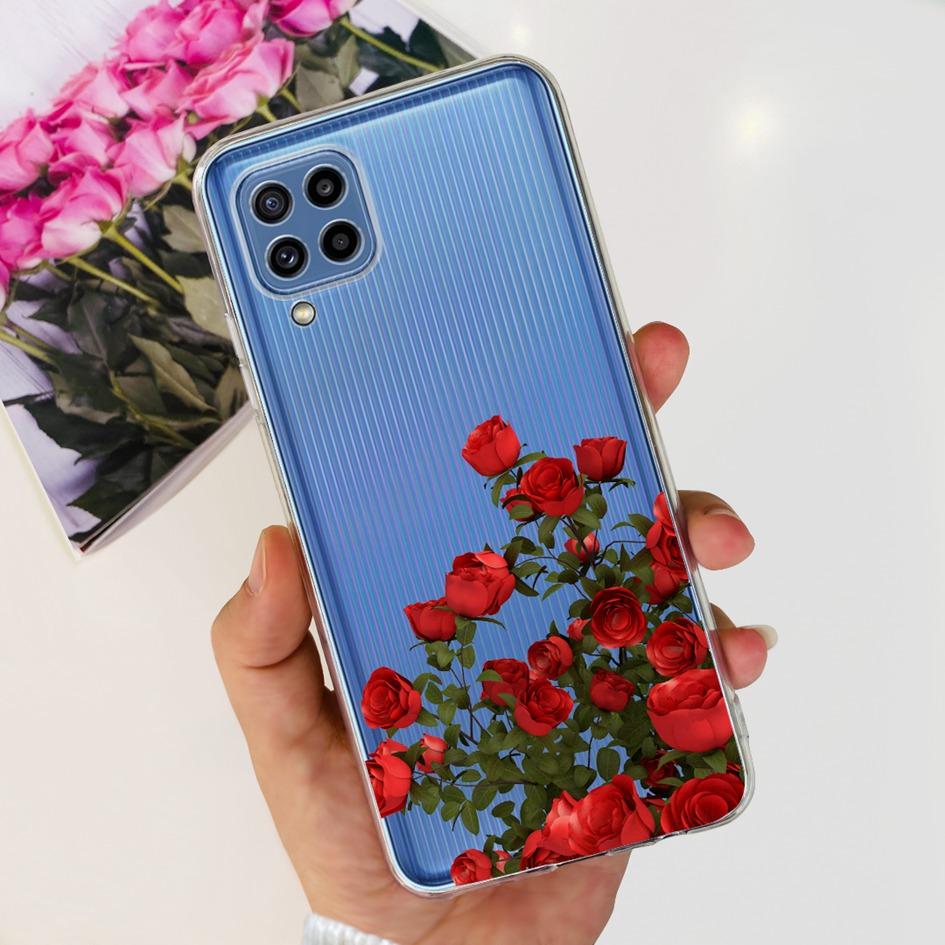 Чехол для Samsung Galaxy M32 SM-M325F Популярный Цветок Прозрачный Силикон Мягкий ТПУ Funda Для Samsung M32 4G M 32 GalaxyM32 Бампер