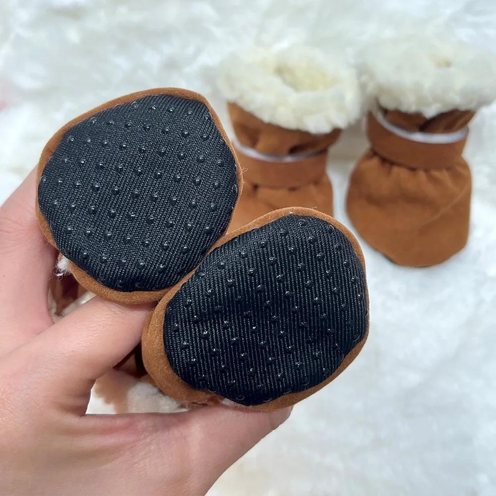 4PCS Winter Dog Shoes Super Warm Anti-Slip Wear-Resistant Dog Outdoor Boots for Small Medium Dogs Cats Puppy Pet Accessories