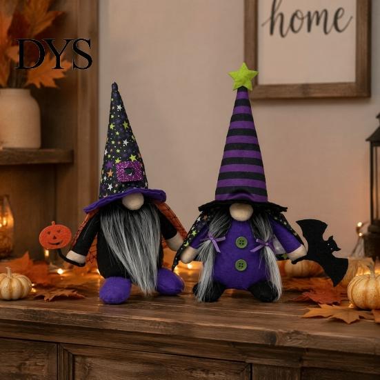 Unique Halloween Present Ideas Gnome Decoration, Witch Swedish Tomte Ornament, Plush Hand Sewn Holiday Collectibles Scandinavian Elf Dwarf for