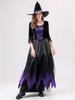 Черно-фиолетовый костюм ведьмы-вампира для взрослых и детей - Идеально подходит для Хэллоуина и сценических выступлений