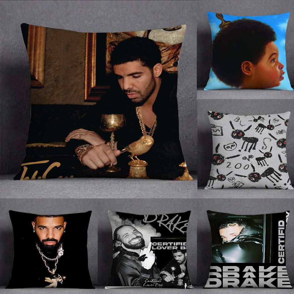 D-Drake For All the Dogs Наволочка Квадратная Двусторонняя Печать Короткий Плюш Чехол для Диванной Подушки Прикроватная Подушка