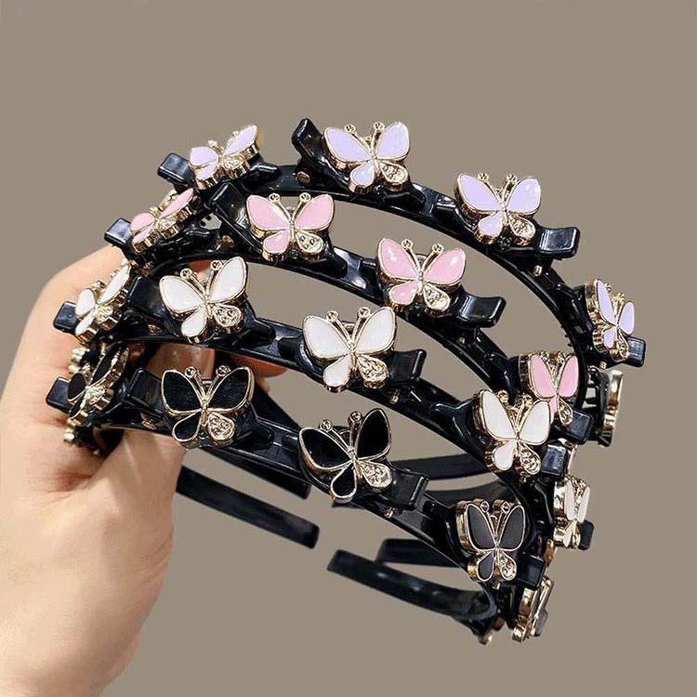 Shiny Women Butterfly Hair Hoop Sweet Rhinestone Bangs Clip Headband Twinkle Hairband Daily