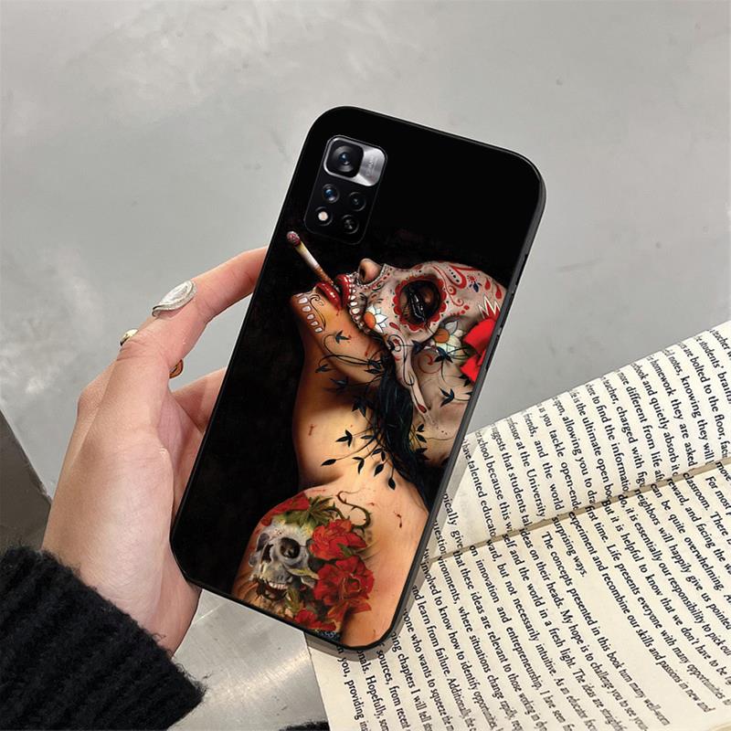 Phone Case For Xiaomi Redmi note 13 12S 12 Pro 11S 11 10 Pro 10S 12S Redmi 10 10C 9C 13C Skull Skeleton Woman