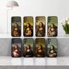 Чехол для телефона M-Mona-A L-Lisa Pat C-Cat Art для Samsung S25,24,23,22,30,21,10,9,Ultra,Plus,Lite,FE,4,5 G Мягкий черный чехол