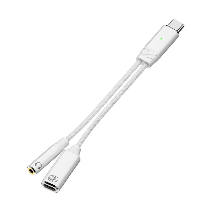 Кабель-адаптер USB C на наушники и зарядку 2 в 1 PD100W Быстрая зарядка Type C на переходник для наушников