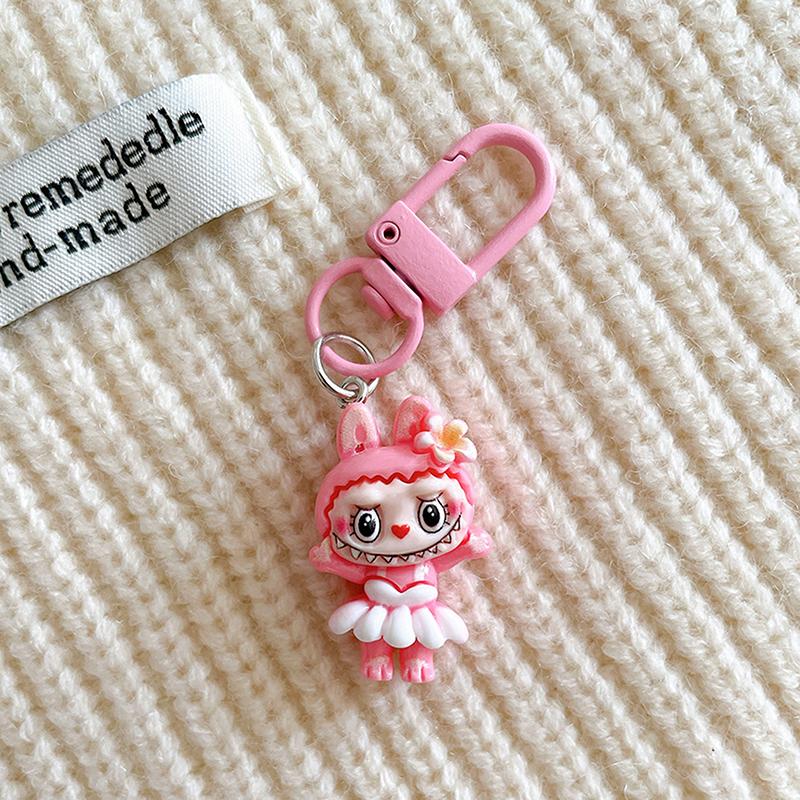 Cartoon Novelty Labubu Keychain Pendant Car Keychain For Women Girls Kawaii Exquisite Backpack Decoration Accessories Gifts