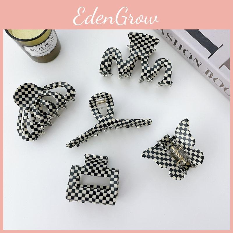 European And American Plaid Acetate Hair Clip Retro Handmade Headwear For Women