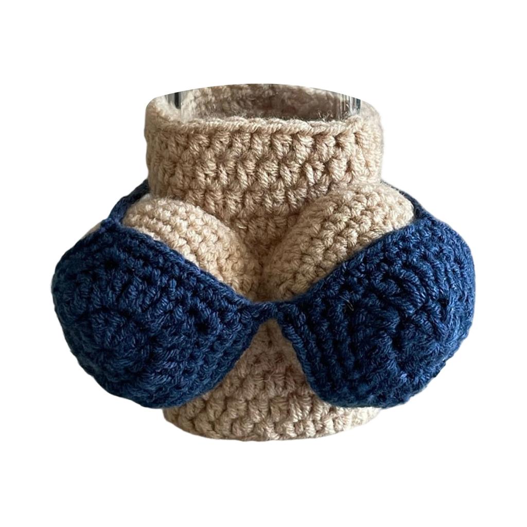 Handmade Knitted Cup Sleeve Bottle Cover Crochet Insulated Drink Holder Soft Yarn Reusable Cozy for Bottles and Cups