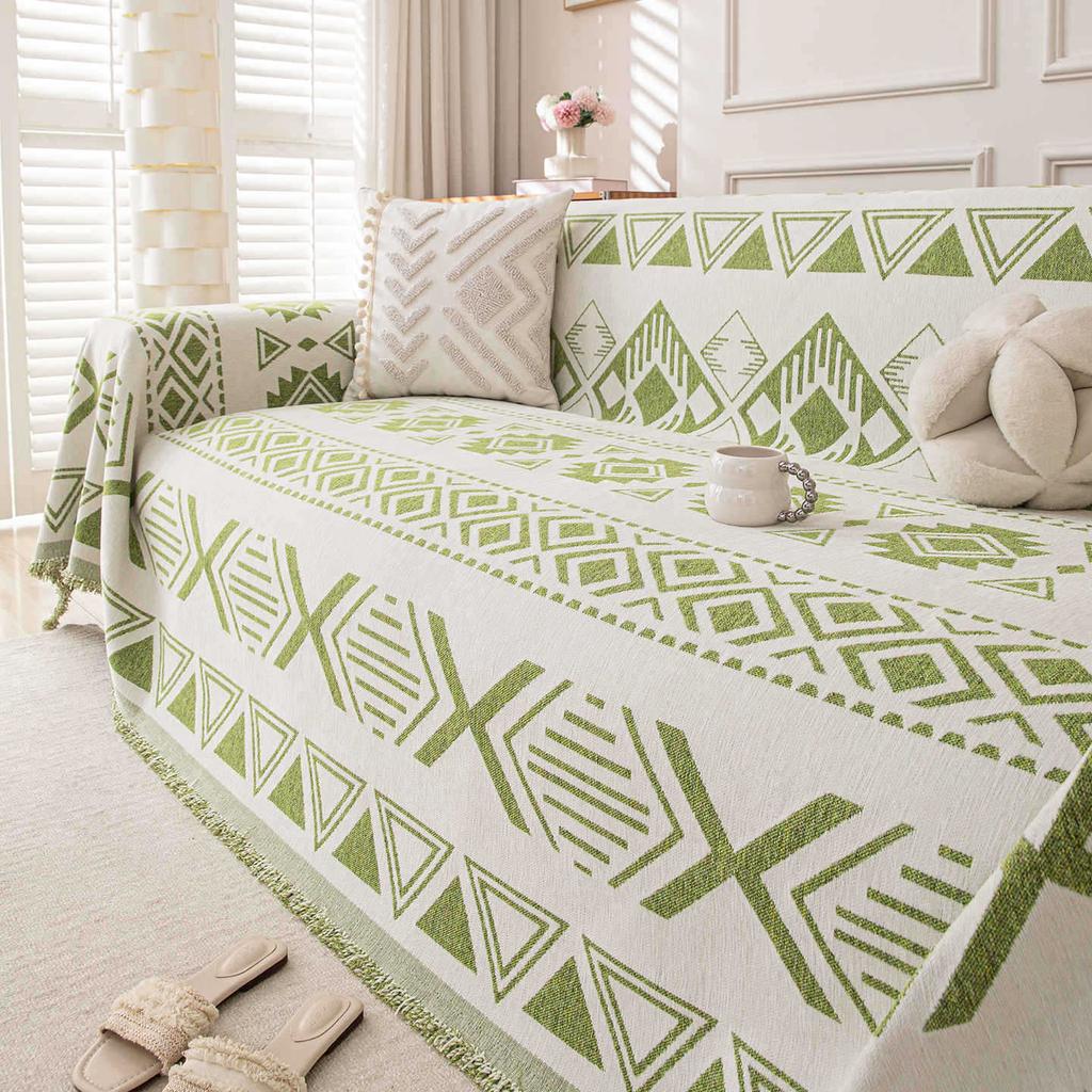 Чехол на диван Шенилловый чехол Геометрическое искусство Высокий стиль Четыре сезона Диванное полотенце Украшение для дома Нескользящий и Защита от зацепок