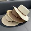 Simple Straw Summer Women Beach Hat Female Casual Panama Hat Women Flat Brim Bowknot Straw Cap Girls Sun Hat