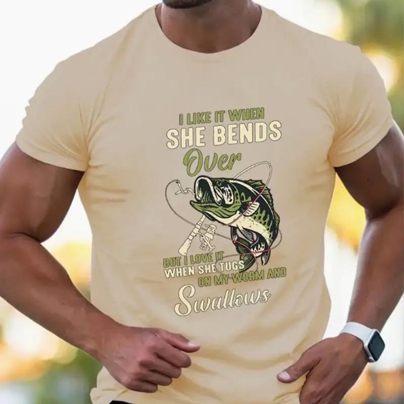 Новая летняя мужская модная футболка с принтом «рыболовная удочка», мужская футболка, топ