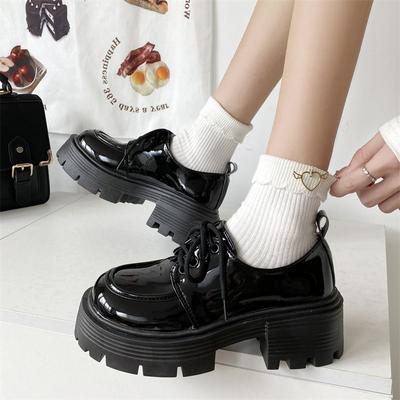 Мода 2024 Женские летние Новые Черные Туфли на плоской платформе Женские Лоферы Слипоны Обувь Лолиты Дизайнерские Повседневные Оксфорды из ПУ кожи