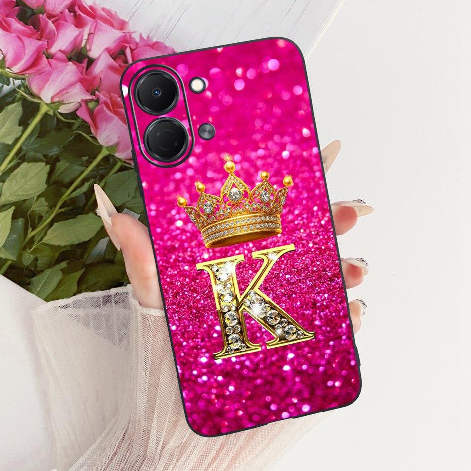 Для Tecno Spark Go 3 2026 Модный Чехол для Телефона с Короной и Буквой Для Tecno Spark Go3 KN3 Черный Силиконовый Мягкий Чехол