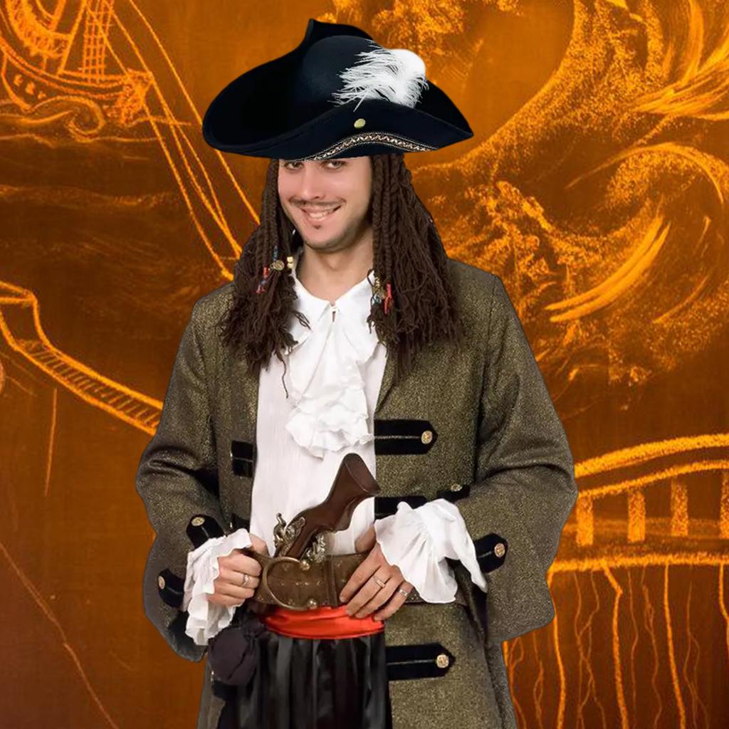 Fancywork Feather Pirate Caps for Halloween Parties and Pretend Adventures Perfect for Halloween Dress Up & Play