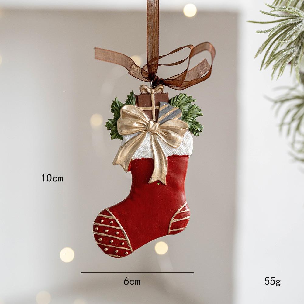 Resin Christmas Tree Decoration DIY Decor Painted Ornaments Christmas Resin Pendant New Year Party