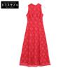 Snidel [Excellent Condition] SWFO234058 Back Ribbon Lace Sleeveless Long Dress/ Dress 0 RedUsed