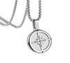 Necklace Brand Compass Necklace Metal Hypoallergenic Surge Stainless Steel Compass North Star [FUANNA] Men's (60cm, Silver)