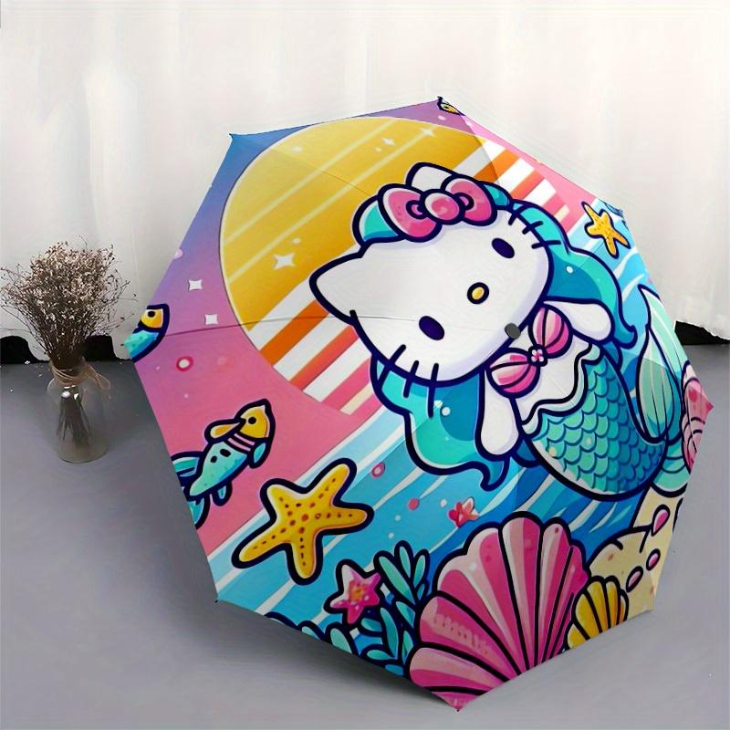 1pc Mermaid Hello Kitty Ocean Adventure Umbrella with Plastic Handle,Suitable for All Seasons Home Travel Outdoor UmbrellaSanlio555