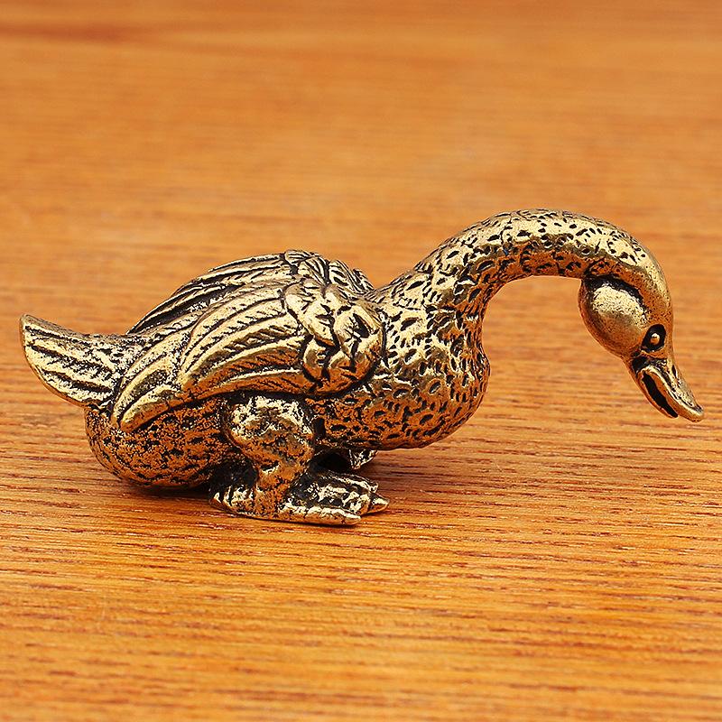 Латунные Ретро Изысканные Фигурки Уток Уникальные Изделия из Цельной Меди Животные Домашние Украшения для Свадебной Вечеринки Юбилейного Дня