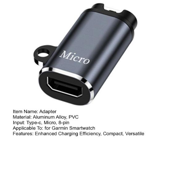 Адаптер-конвертер для зарядного устройства Garmin Smartwatch Micro USB Type C Кабель для зарядки Аксессуар для часов с быстрой зарядкой
