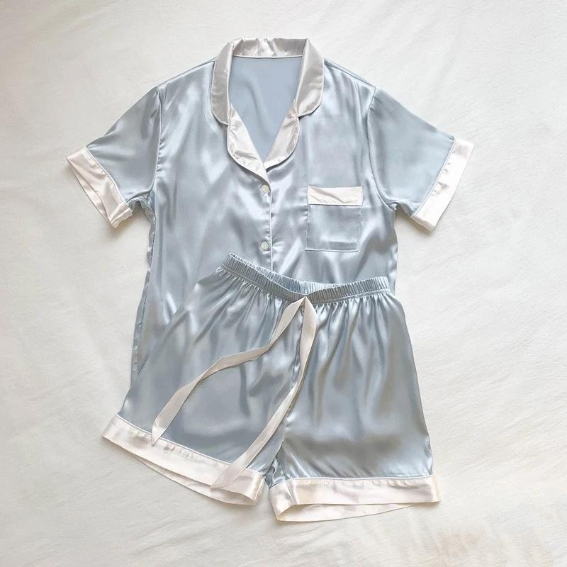 Корейские Ins Simple Style Solid женские летние пижамы свежие классические Y2k модные женские короткая ночная рубашка новые повседневные женские пижамы для отдыха