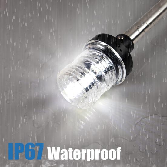 Yousheng Светодиодный кормовой огонь Водонепроницаемый IP67 Белый Складной Задний навигационный огонь для лодки Ходовой огонь для понтонов Рыбалки Бассовых Джон-лодок