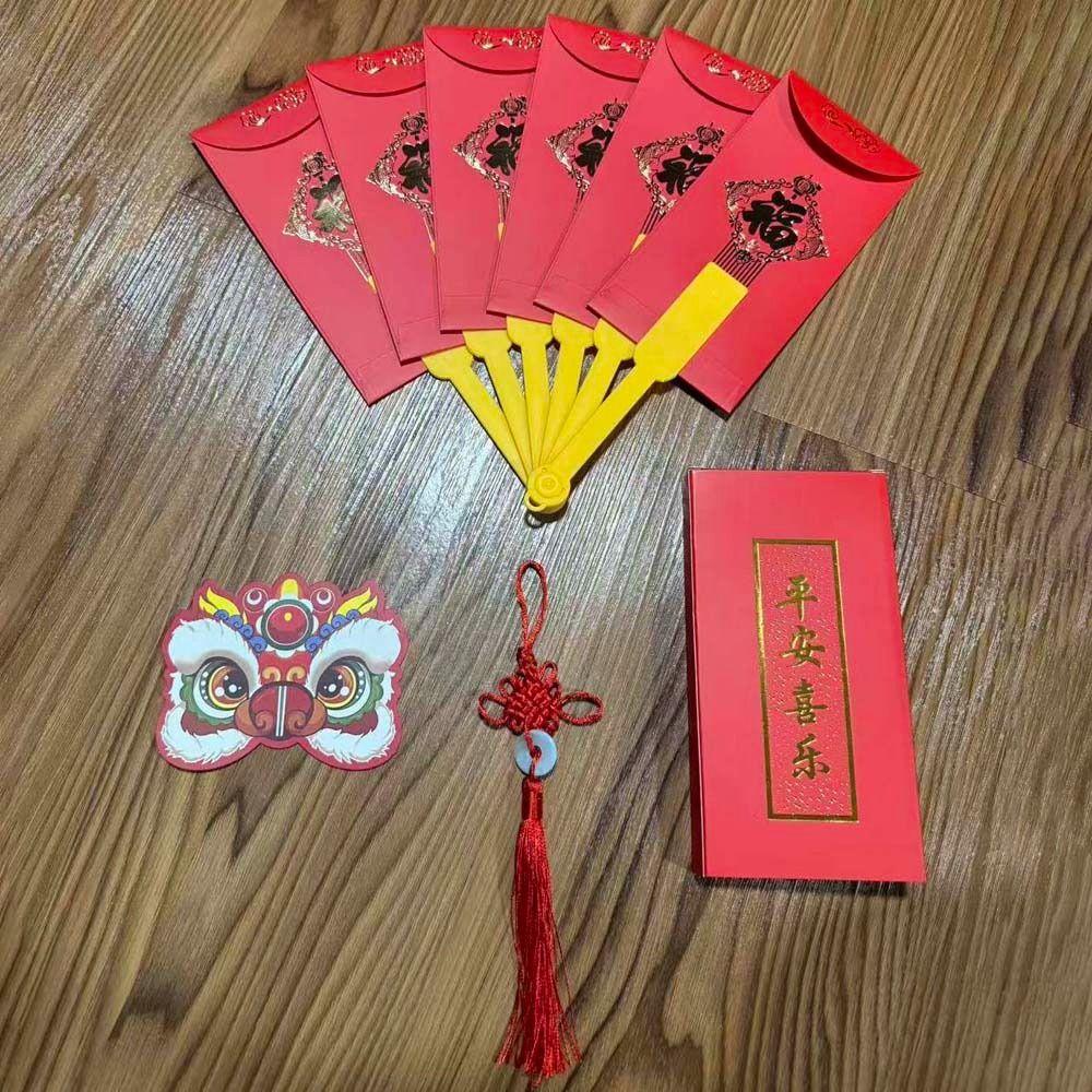 Tassel Fan Shape Red Envelope 6/10 Slots Fan Shape HongBao New Year Money Pocket Birthday