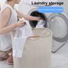 Laundry Hamper Storage Basket with Bamboo Handle Foldable Design Large Capacity Waterproof Fabric Clothes Hamper Laundry Basket