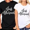 Just Married Couple T Shirt Matching Wedding Tees Newlywed Honeymoon Short Sleeve Polyester Tops for Men Women