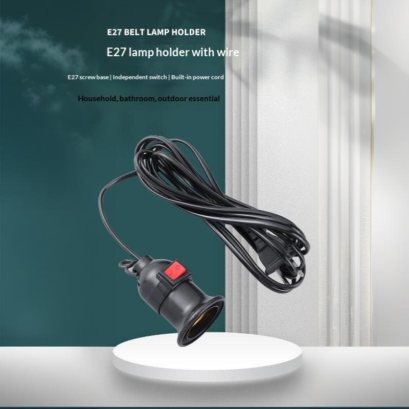 1 шт. Патрон E27 с проводом, выключателем и вилкой, Plug and Play, термостойкий патрон для домашнего, ванного, наружного освещения